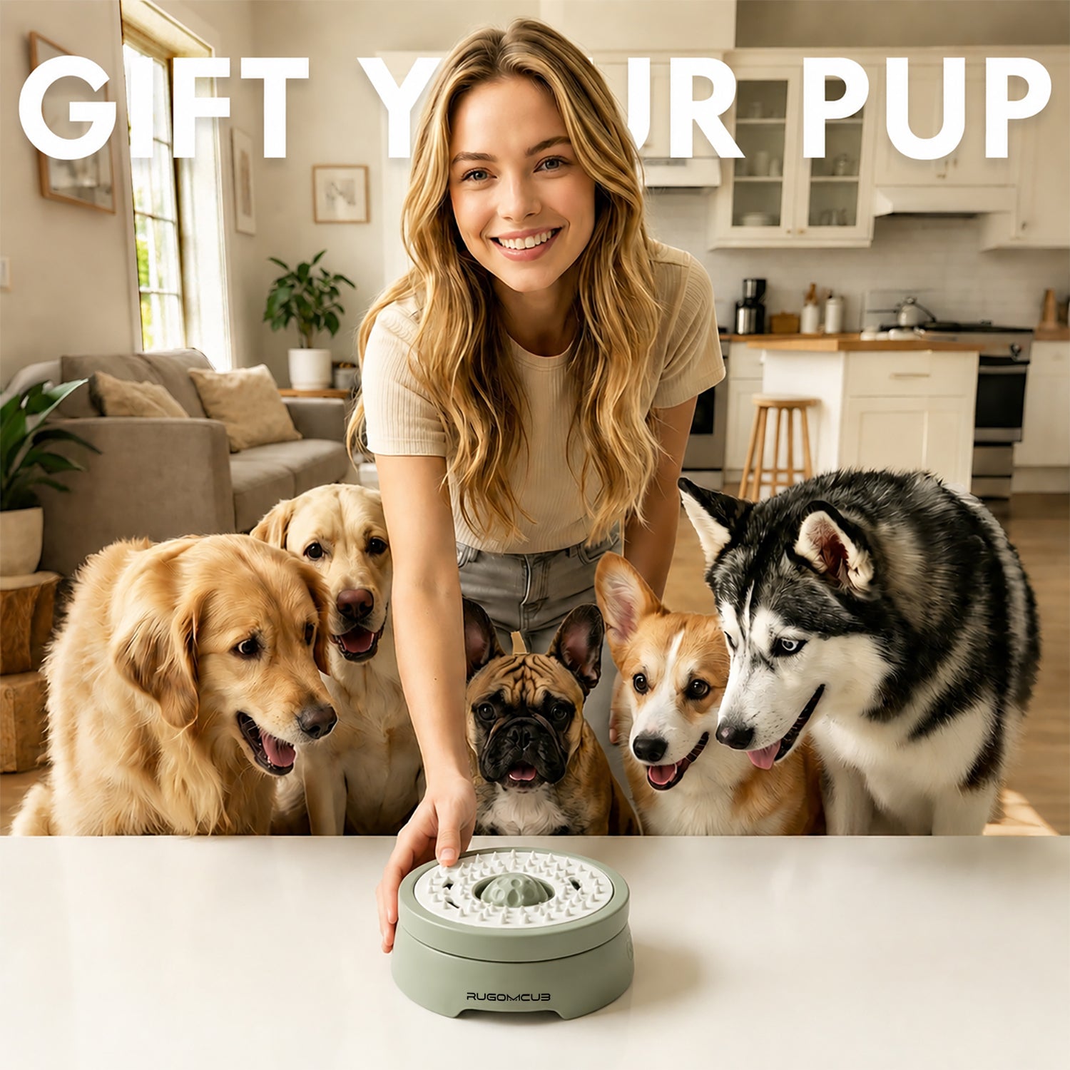 RUGOMCUB Pet Feeding Bowl for Dogs and Cats